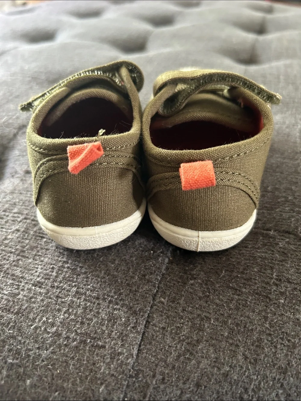 jumping beans Olive Green Canvas Sneakers with Orange Pull Tab